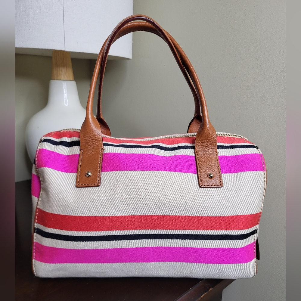 Kate Spade Pink Stripe Fabric Boston Bag - Picture 3 of 9